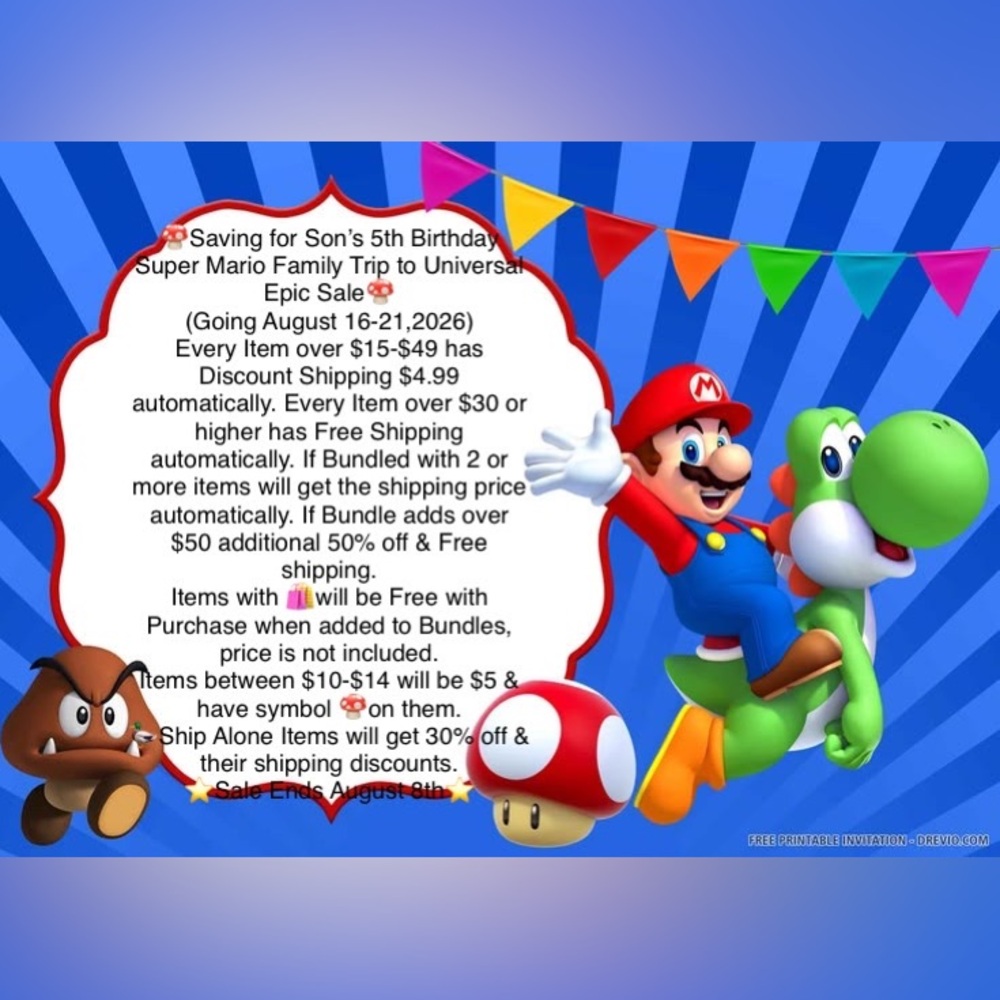 🍄Saving for Son’s 5th Bday Mario Land Trip Sale🍄